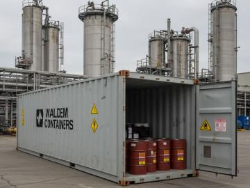 container con vasca stoccaggio fusti pericolosi