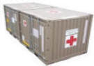 Container per la Protezione Civile e per la Croce Rossa.