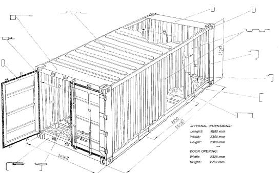 Морской контейнер чертеж. Контейнер 20 футов чертеж. Габариты морского контейнера 20 футов. Чертеж морского контейнера 20 футов. Контейнер 20 футов чертеж dwg.